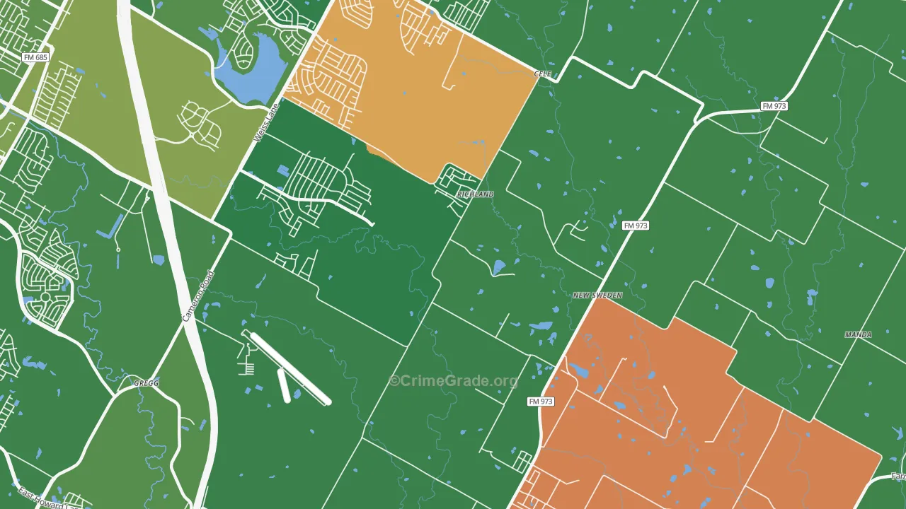 New Sweden, TX Map of Burglary Rates