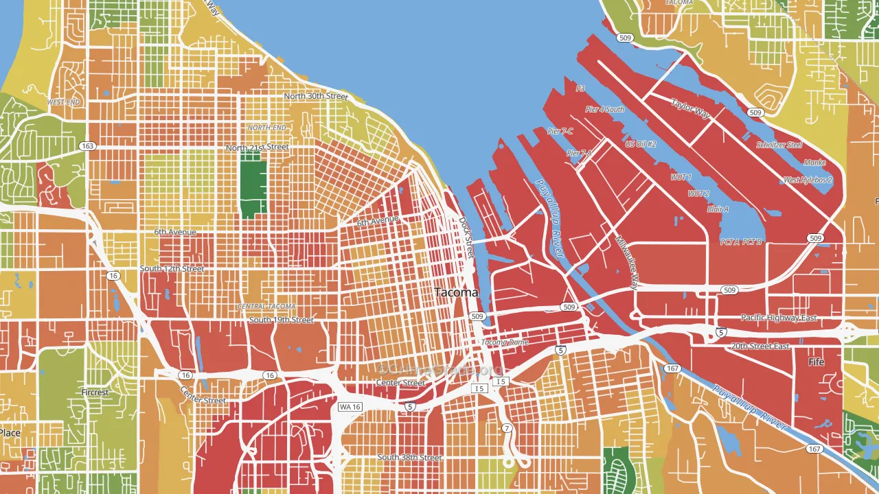 New Tacoma, Tacoma, WA Map of Burglary Rates