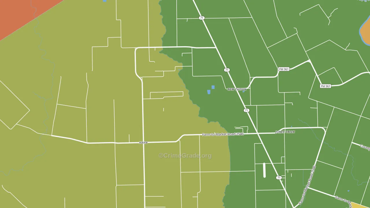 New Taiton, TX Map of Burglary Rates