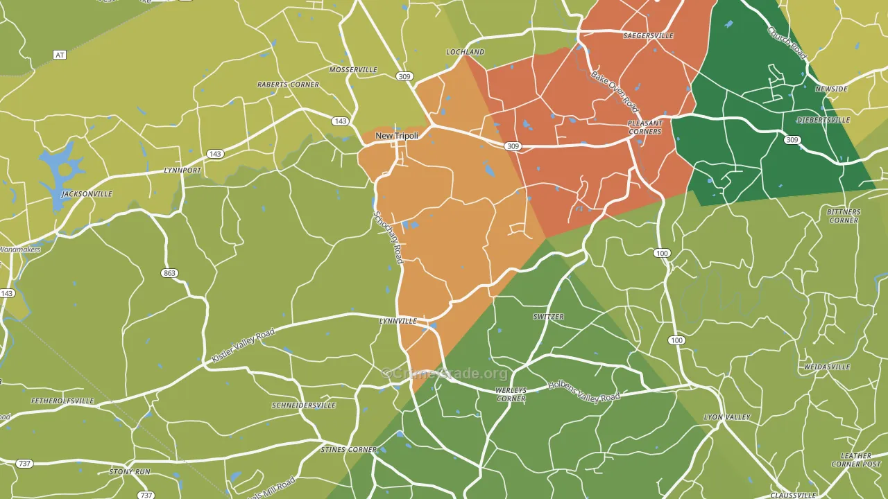New Tripoli, PA Map of Burglary Rates