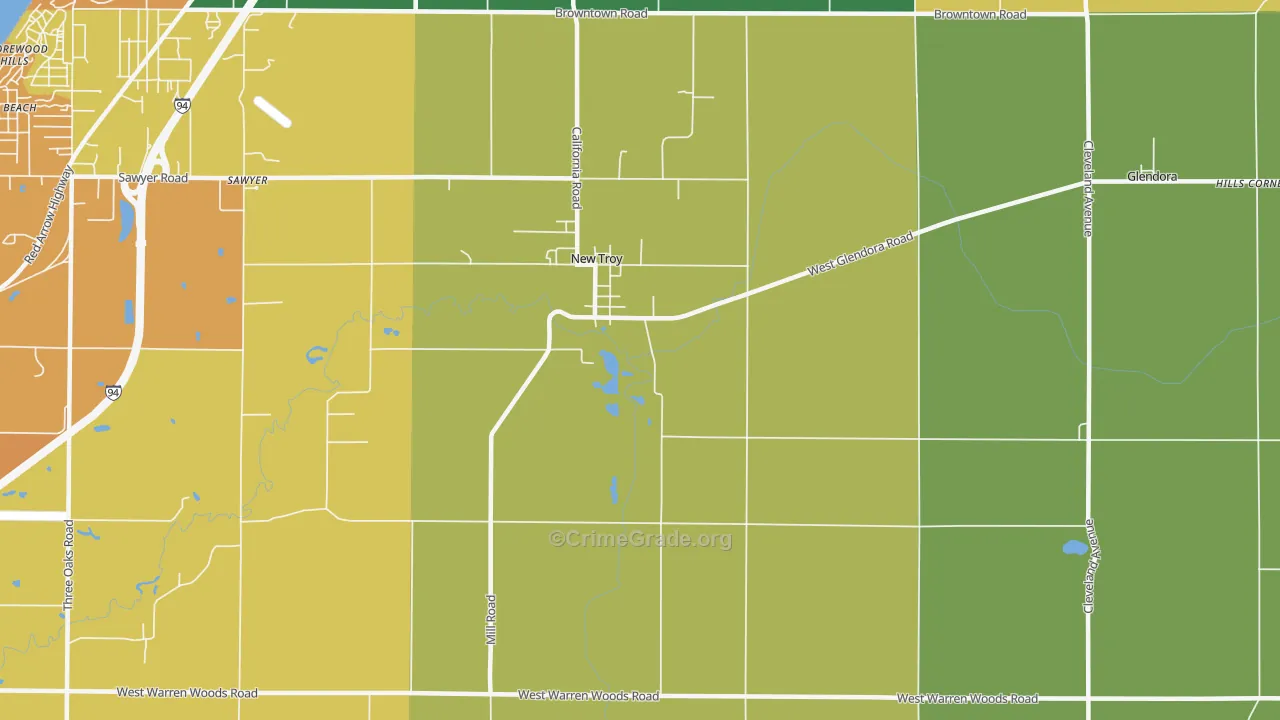 New Troy, MI Map of Burglary Rates