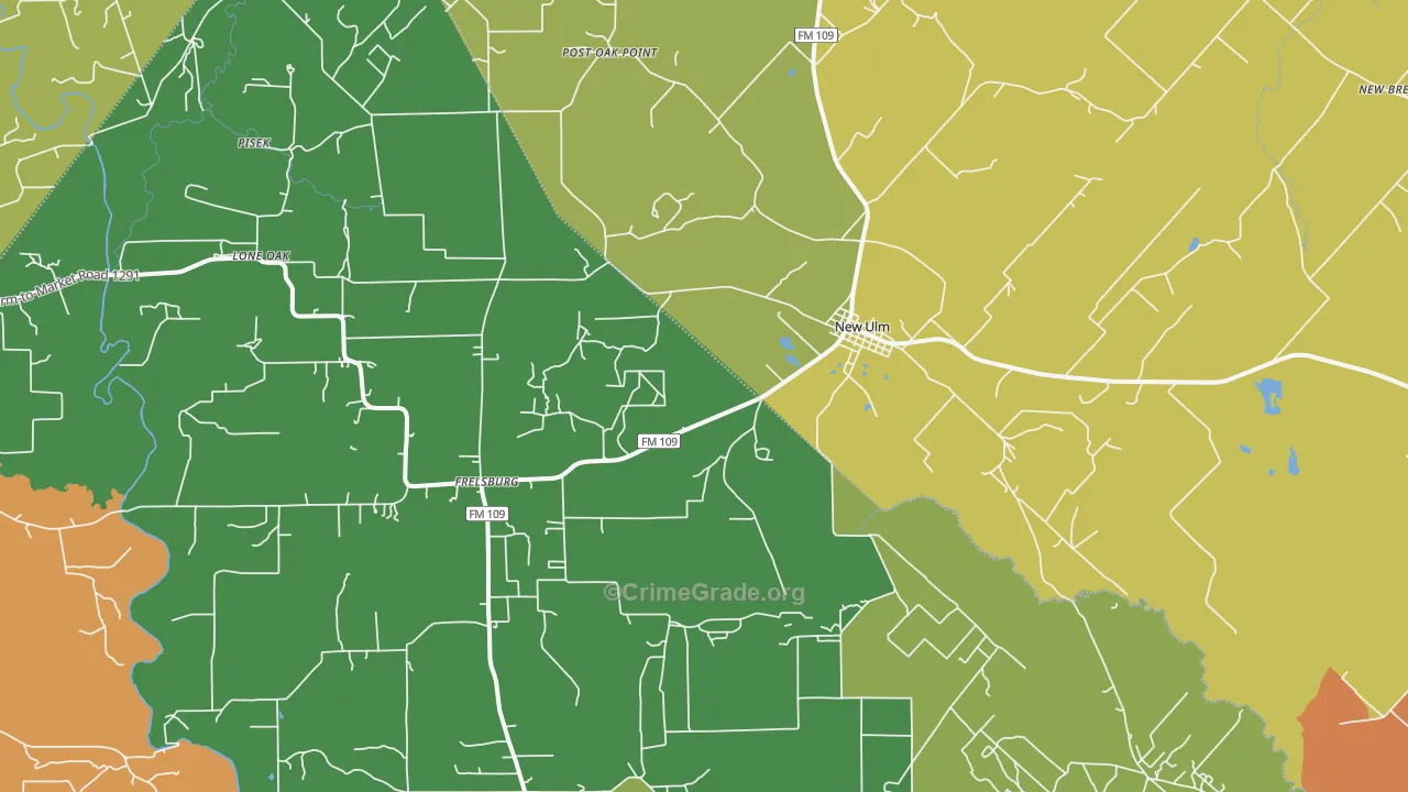 New Ulm, TX Map of Burglary Rates