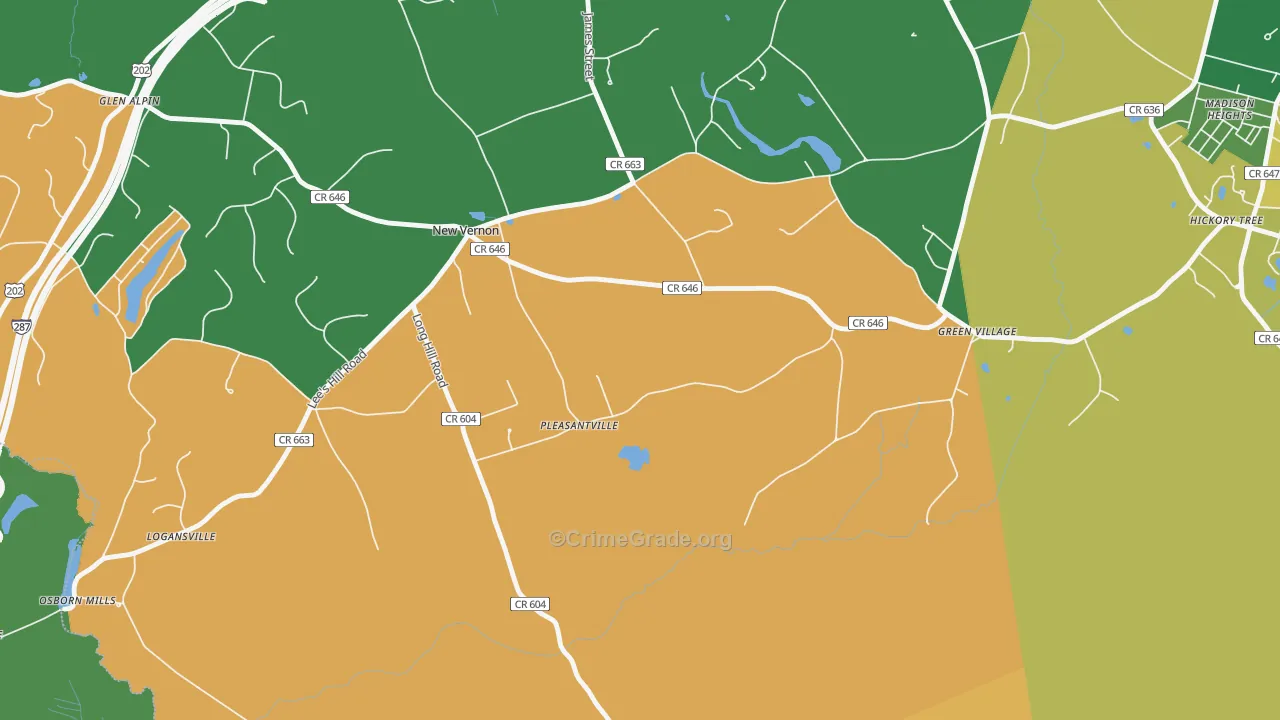New Vernon, NJ Map of Burglary Rates