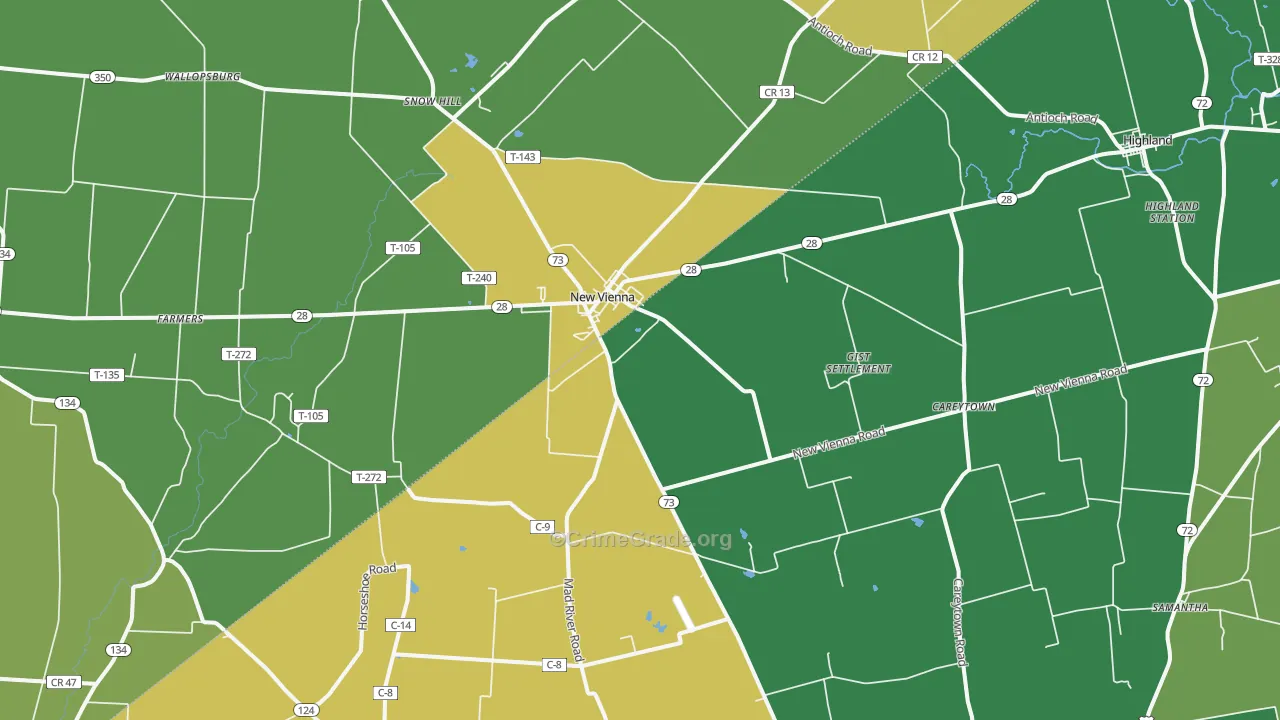 New Vienna, OH Map of Burglary Rates