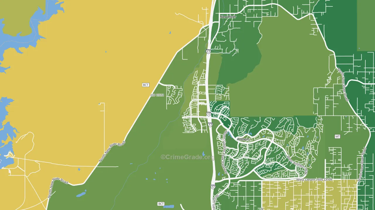 New Village, New River, AZ Map of Burglary Rates