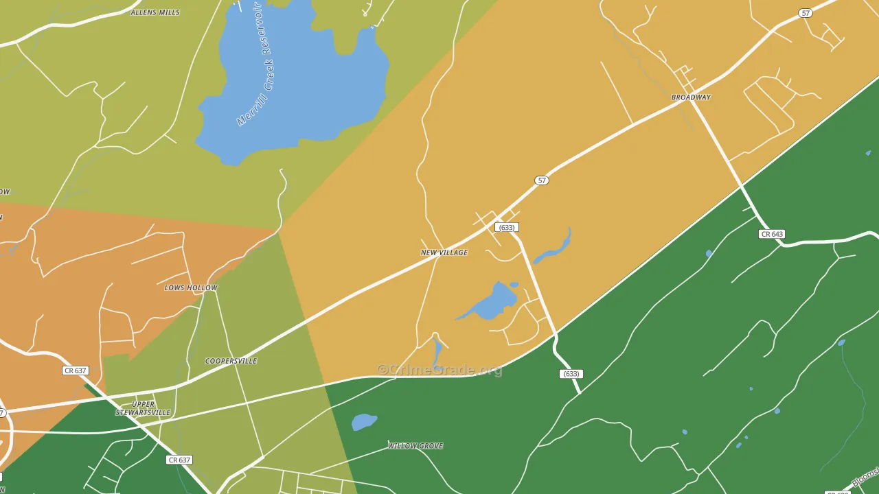 New Village, NJ Map of Burglary Rates