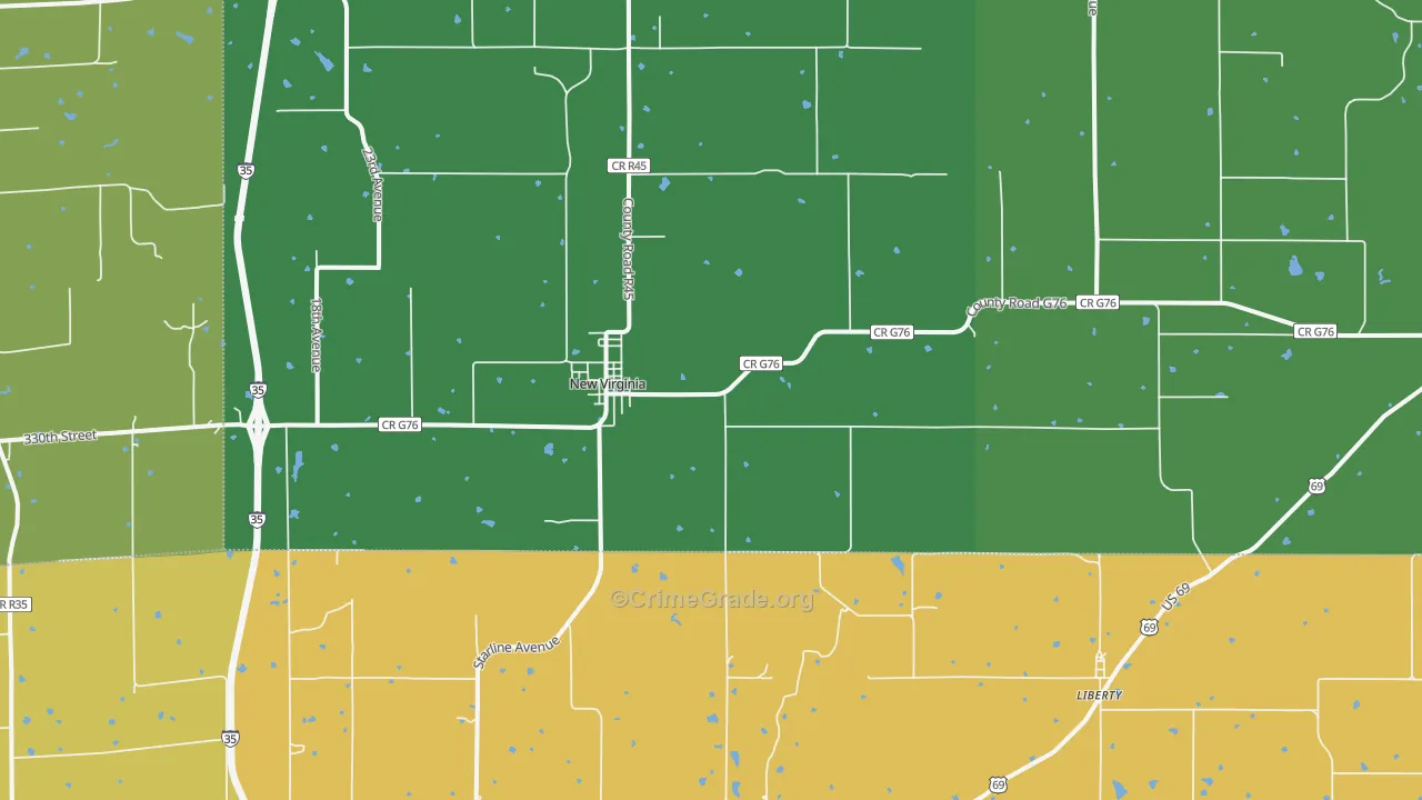 New Virginia, IA Map of Burglary Rates