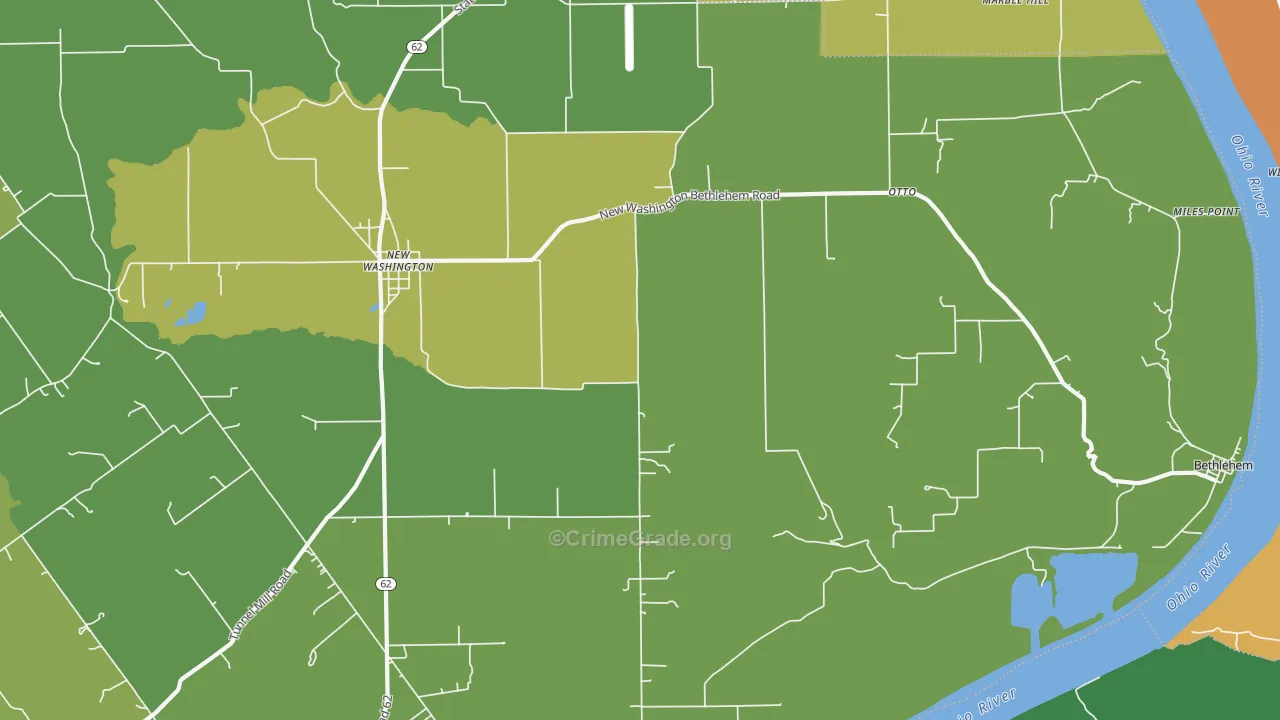 New Washington, IN Map of Burglary Rates