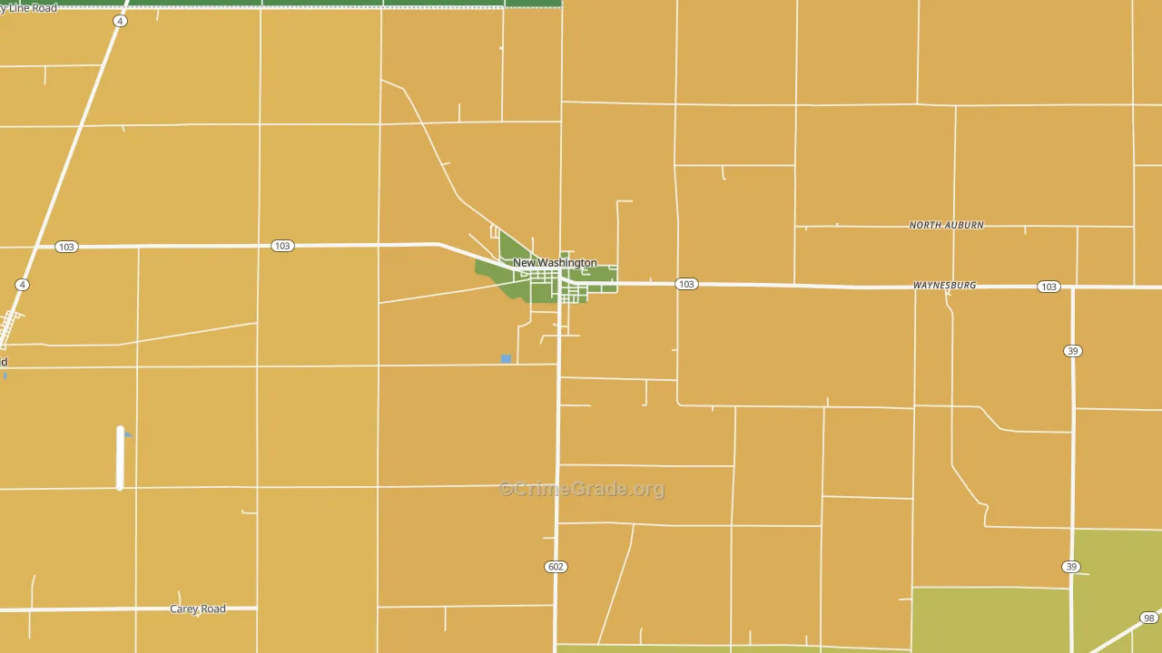 New Washington, OH Map of Burglary Rates