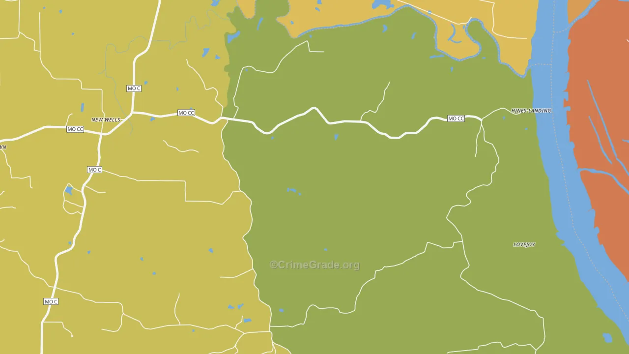 New Wells, MO Map of Burglary Rates