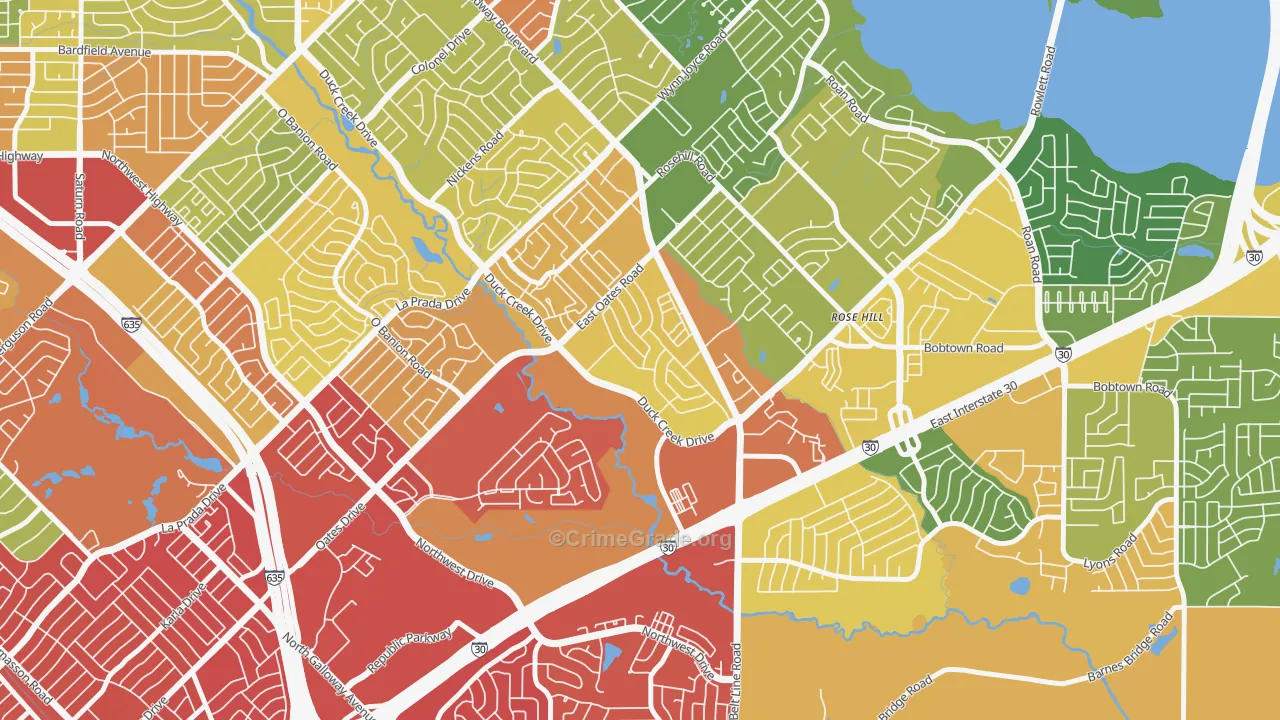 New West, Garland, TX Map of Burglary Rates