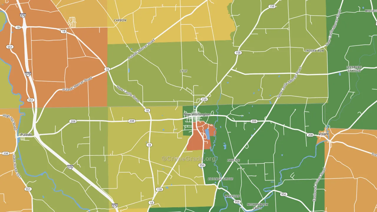 New Wilmington, PA Map of Burglary Rates