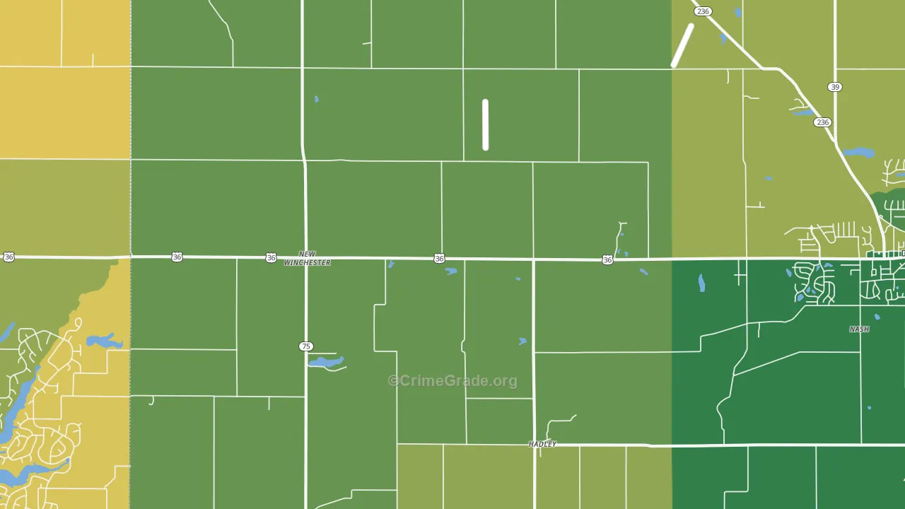 New Winchester, IN Map of Burglary Rates