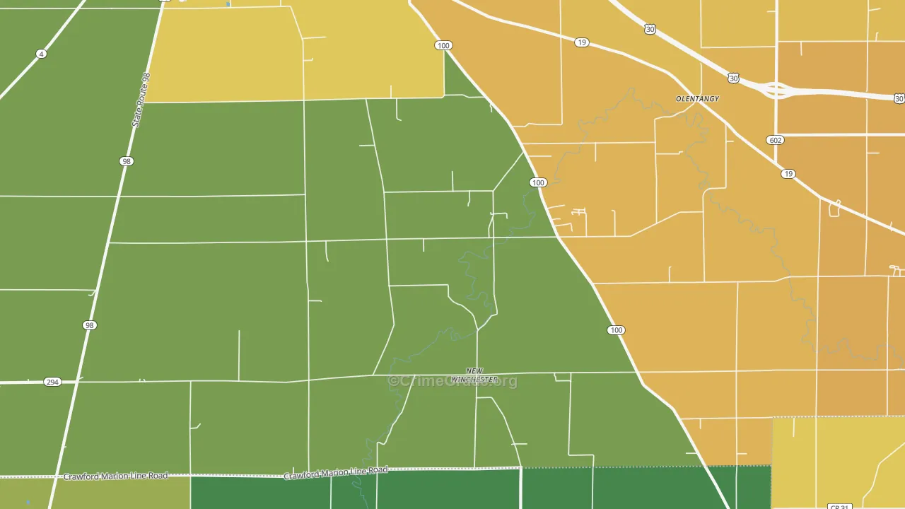 New Winchester, OH Map of Burglary Rates