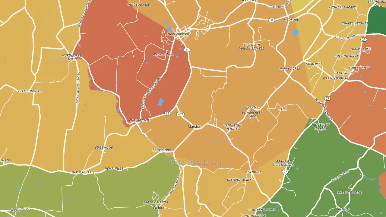 New Windsor, MD Map of Burglary Rates
