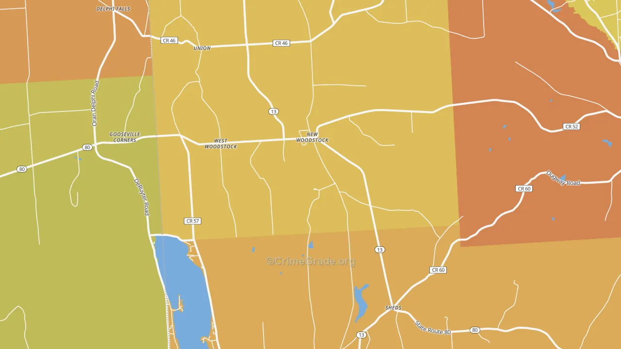 New Woodstock, NY Map of Burglary Rates