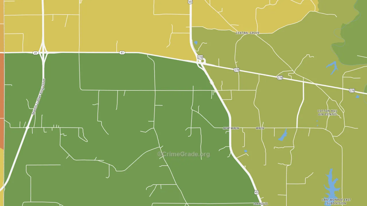 New Wren, MS Map of Burglary Rates