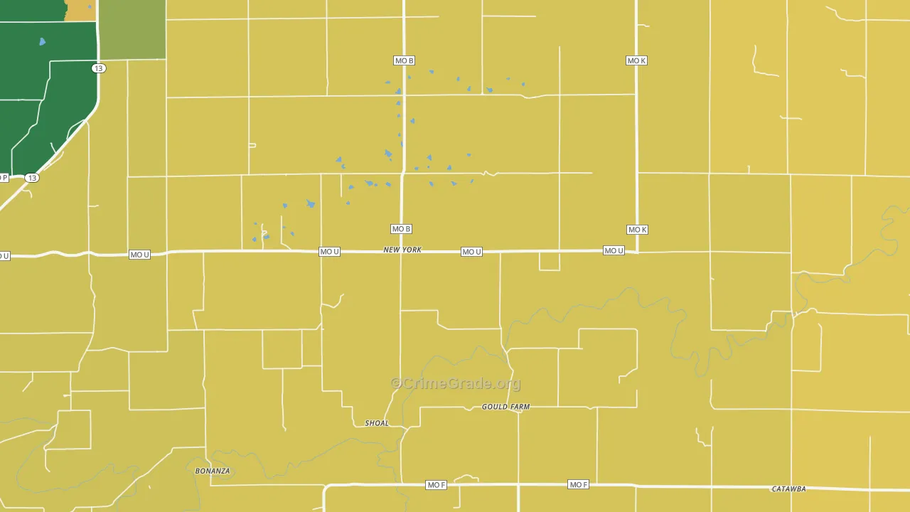 New York, MO Map of Burglary Rates