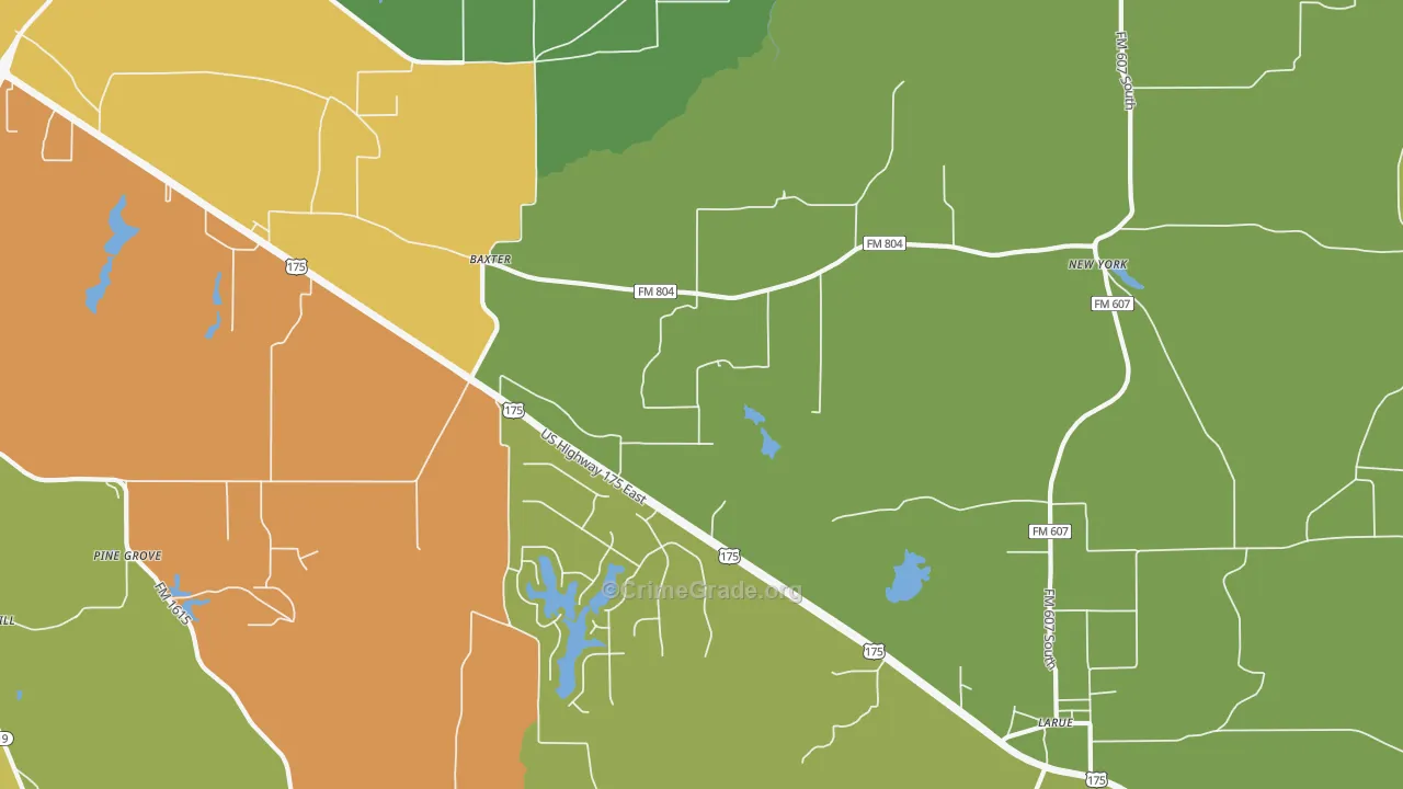 New York, TX Map of Burglary Rates