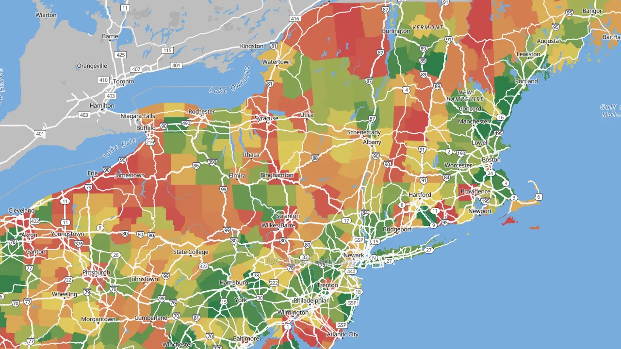 New York Map of Burglary Rates
