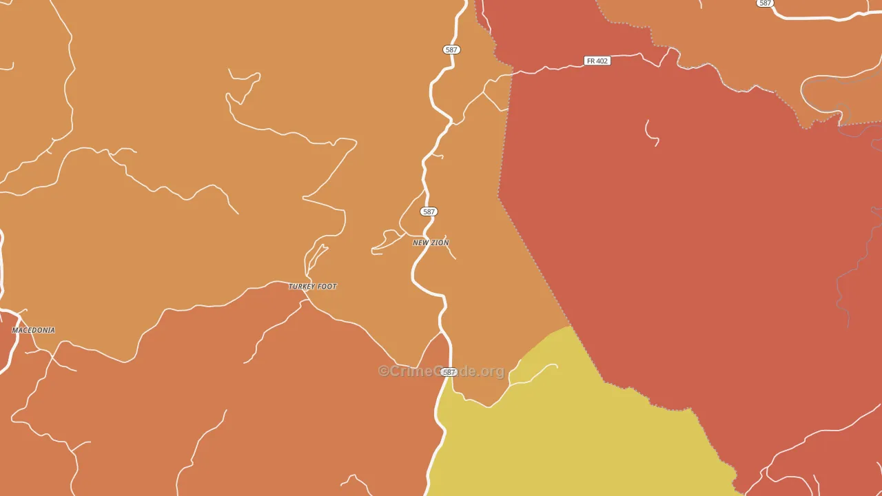 New Zion, KY Map of Burglary Rates