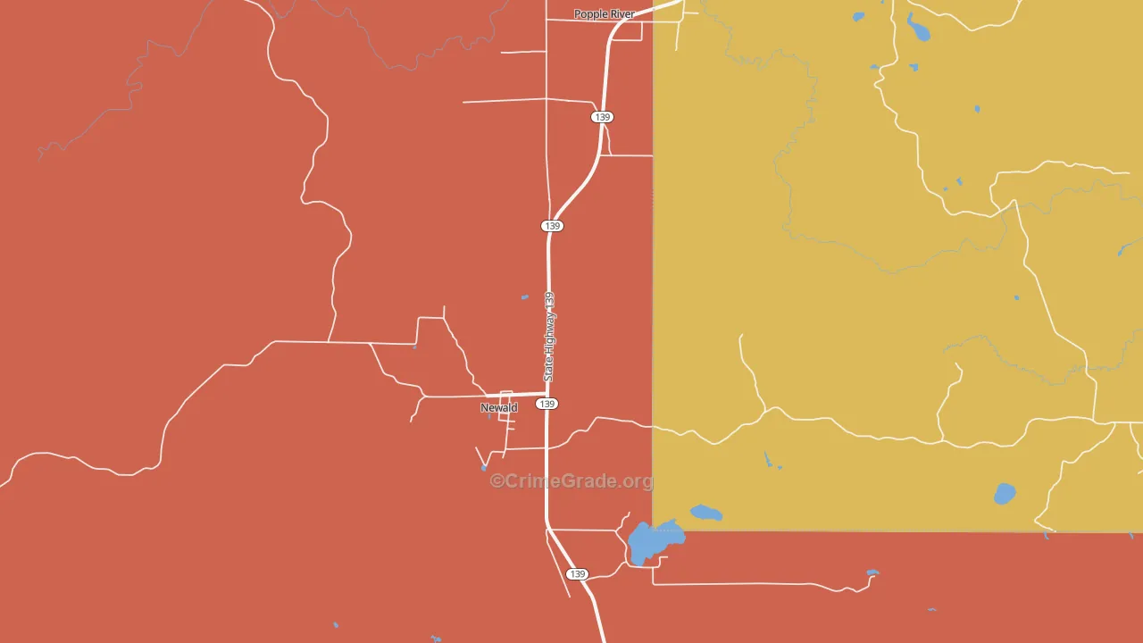 Newald, WI Map of Burglary Rates