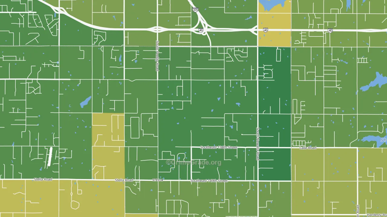 Newalla, OK Map of Burglary Rates