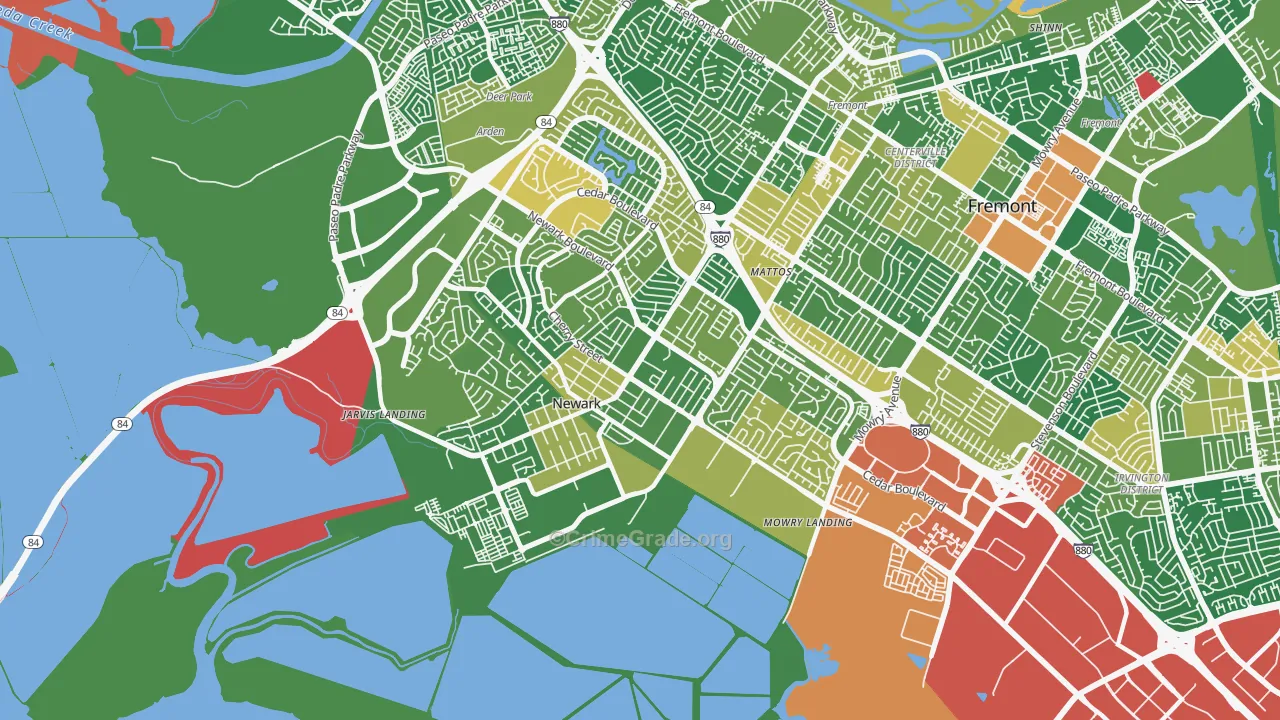 Newark, CA Map of Burglary Rates
