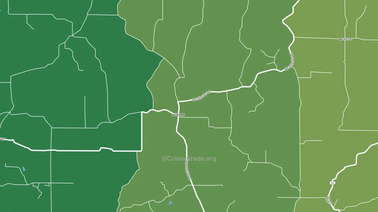 Newark, IN Map of Burglary Rates