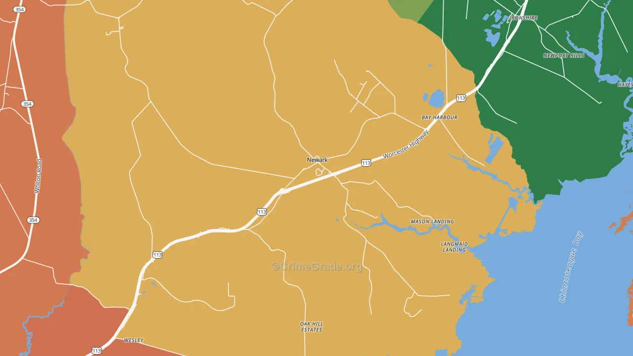 Newark, MD Map of Burglary Rates