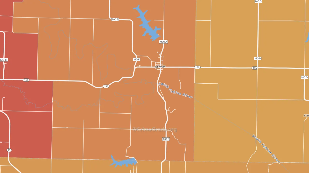 Newark, MO Map of Burglary Rates