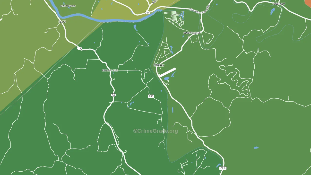 Newark, WV Map of Burglary Rates
