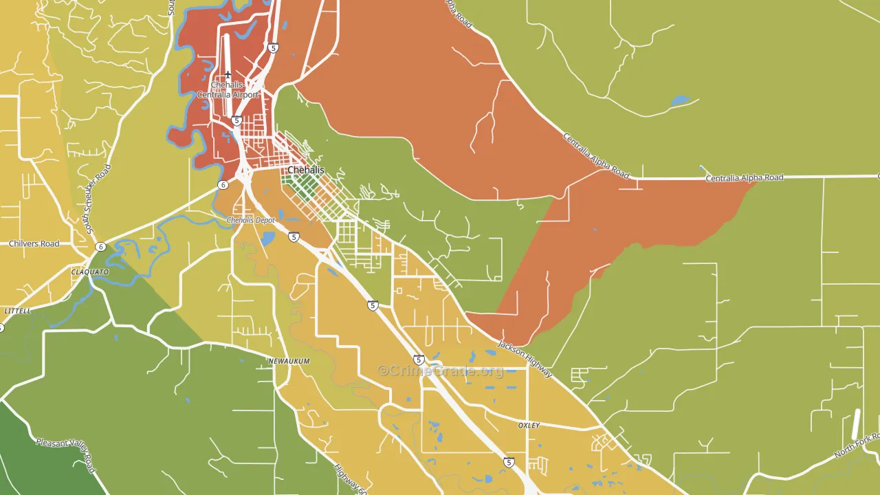 Newaukum, WA Map of Burglary Rates