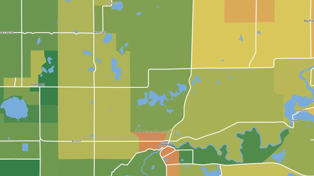 Newaygo County, MI Map of Burglary Rates