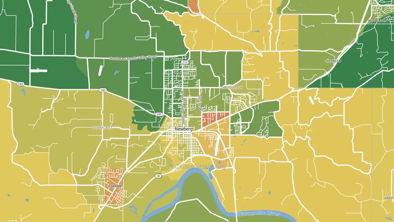 Newberg, OR Map of Burglary Rates