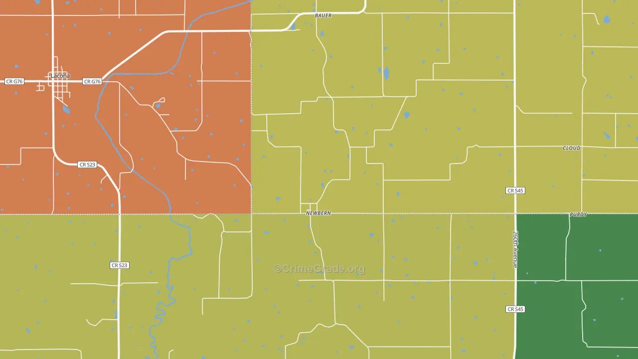 Newbern, IA Map of Burglary Rates