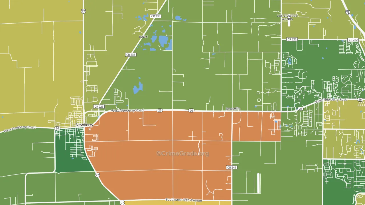 Newberry, FL Map of Burglary Rates