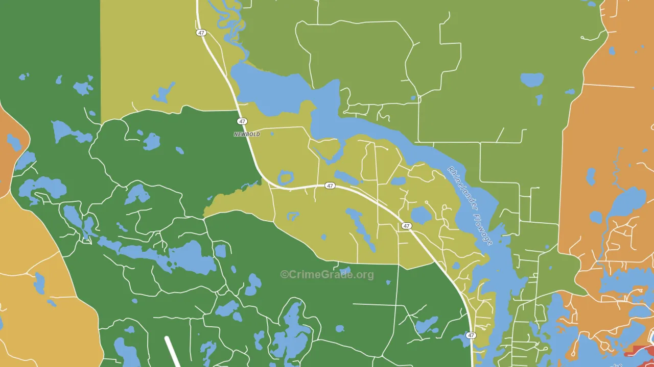 Newbold, WI Map of Burglary Rates