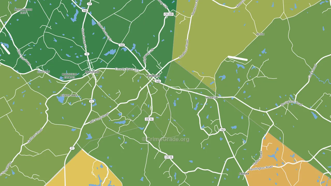 Newborn, GA Map of Burglary Rates