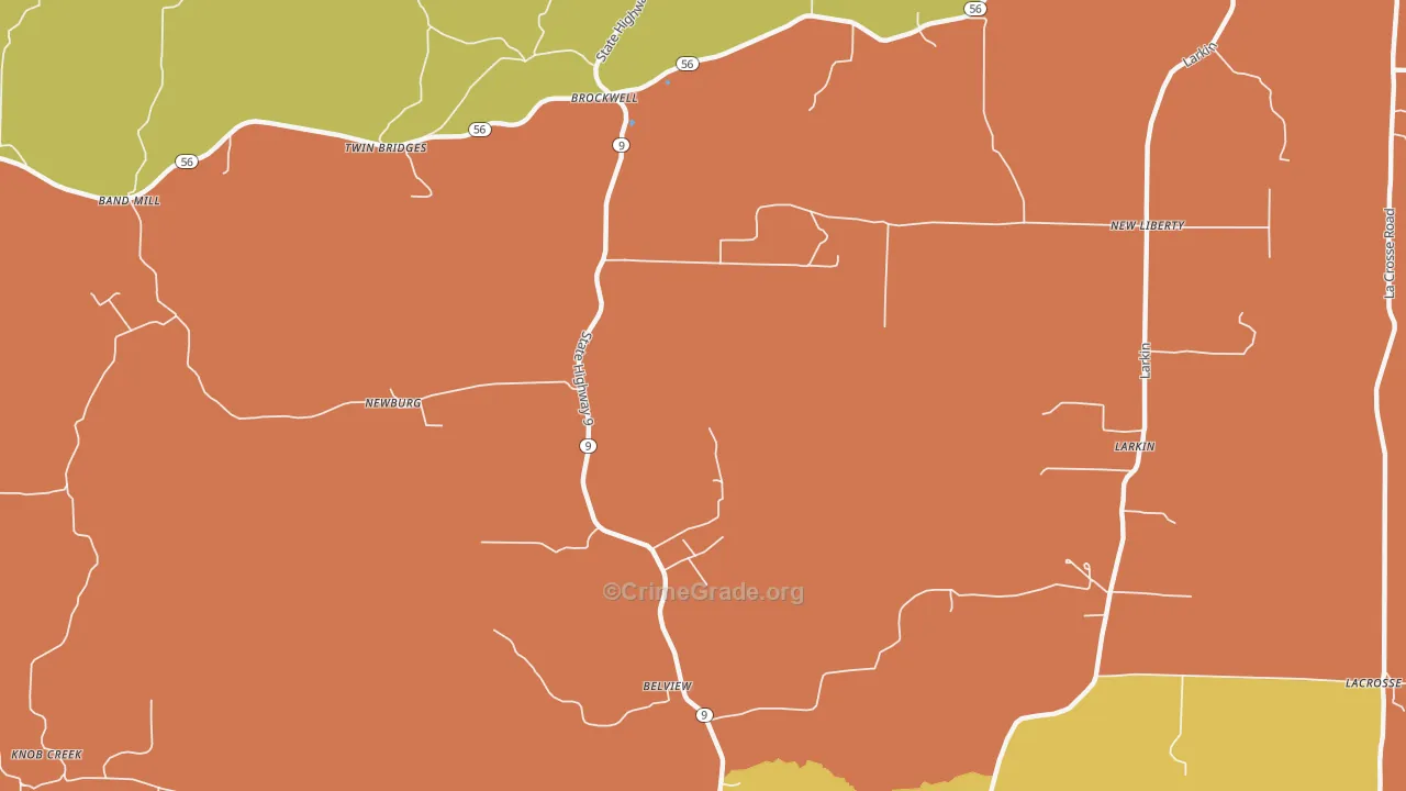 Newburg, AR Map of Burglary Rates