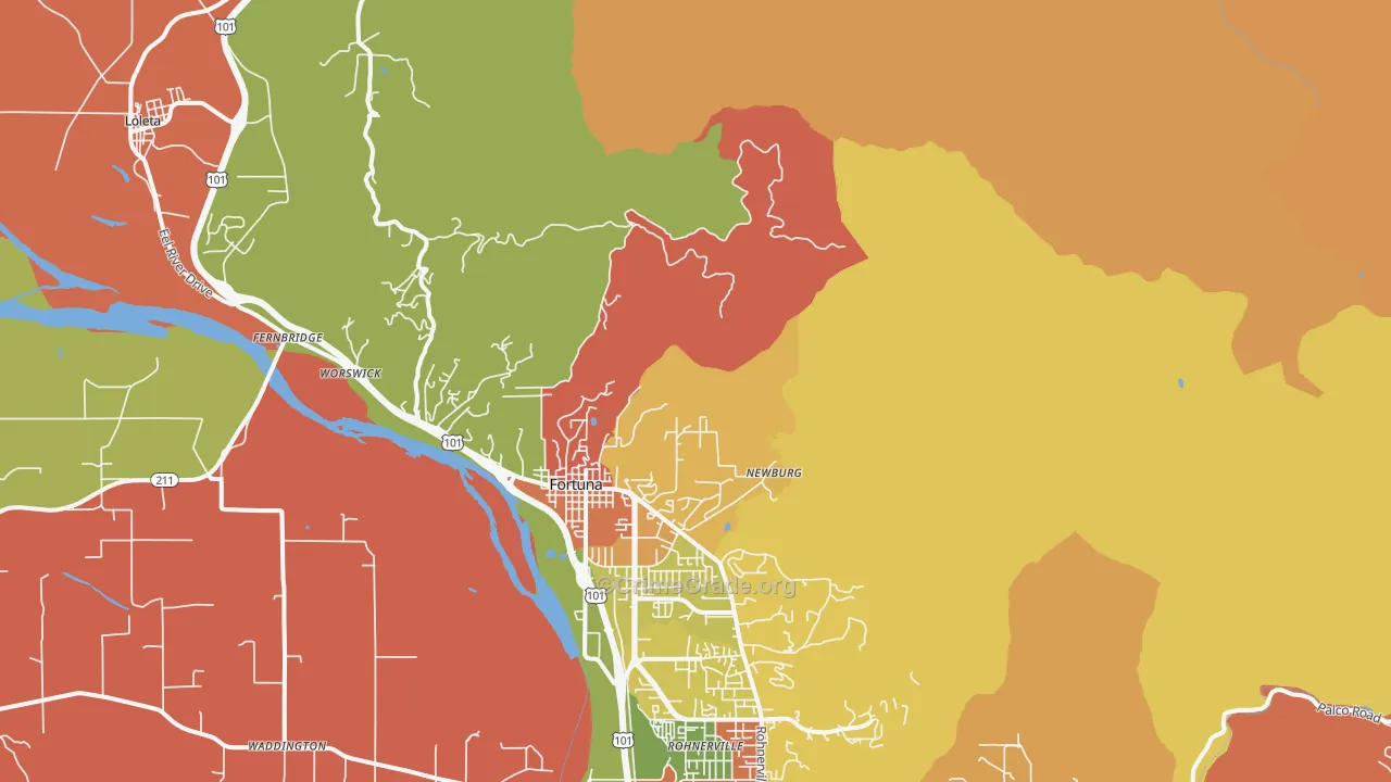 Newburg, CA Map of Burglary Rates