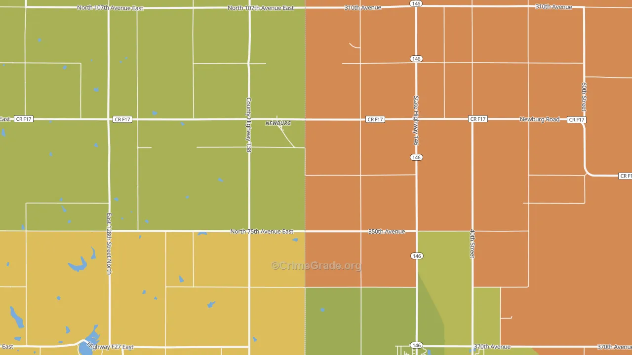 Newburg, IA Map of Burglary Rates