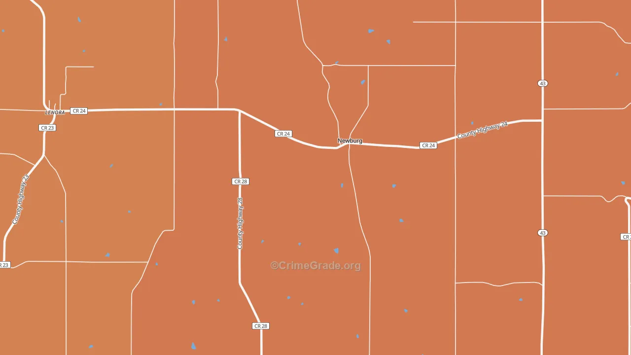 Newburg, MN Map of Burglary Rates