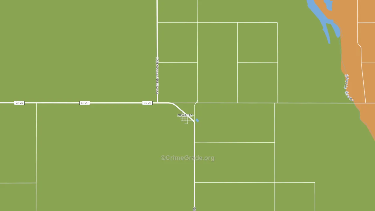 Newburg, ND Map of Burglary Rates