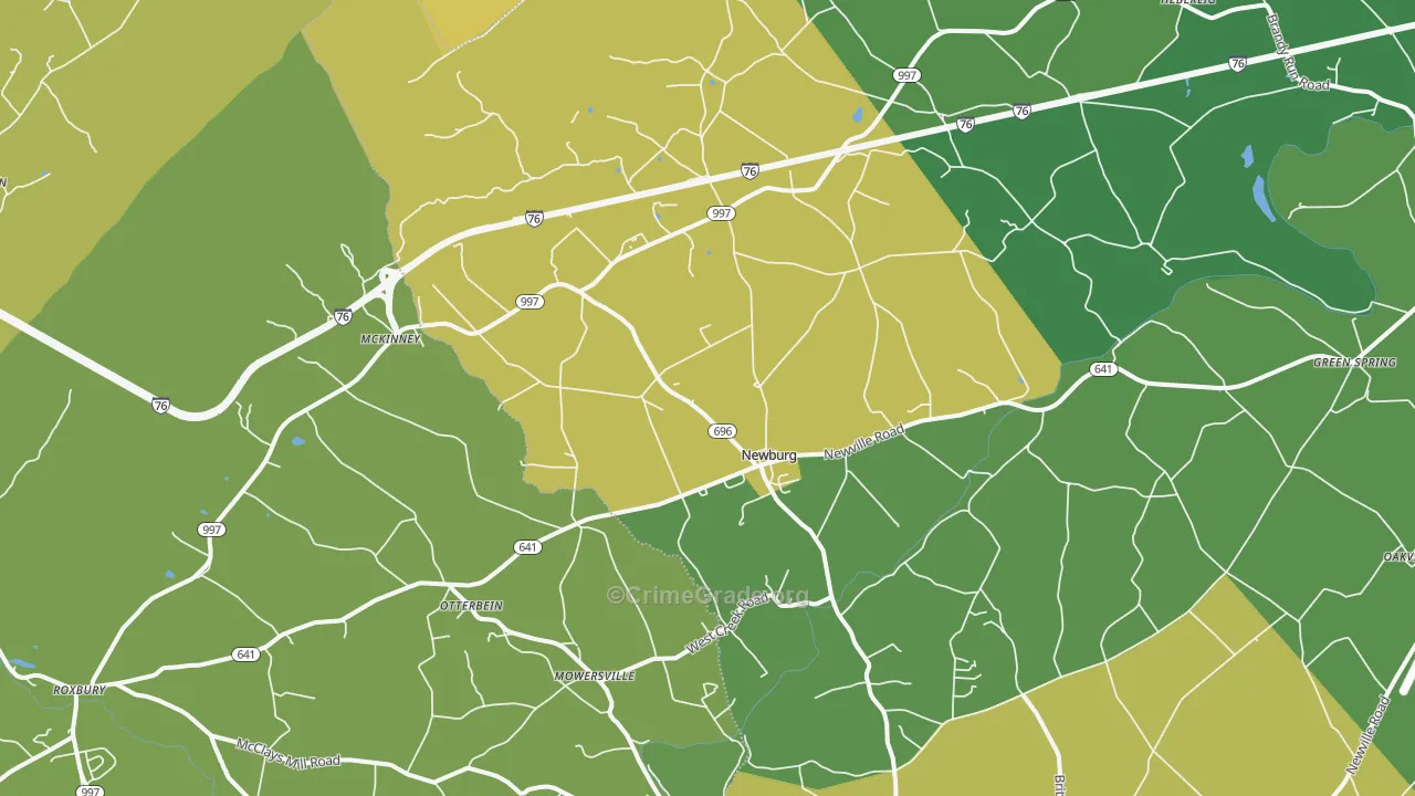 Newburg, PA Map of Burglary Rates