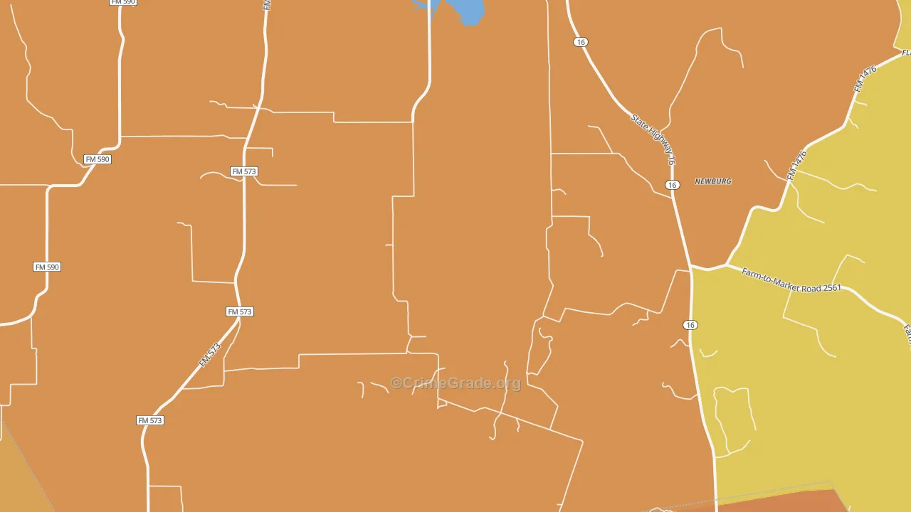 Newburg, TX Map of Burglary Rates