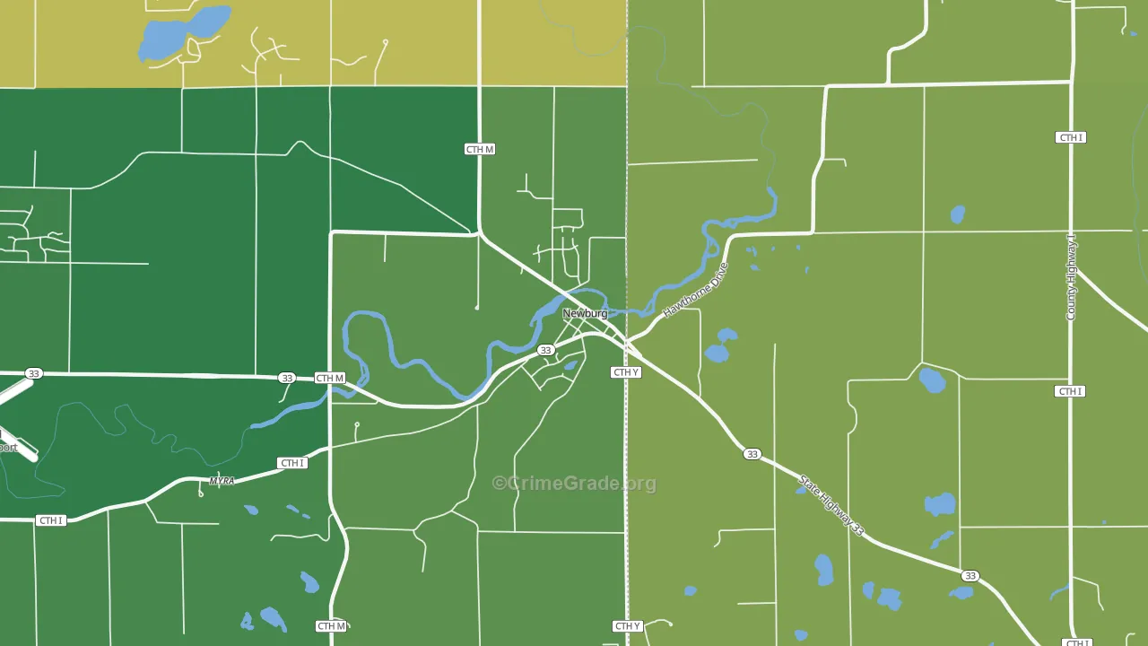 Newburg, WI Map of Burglary Rates