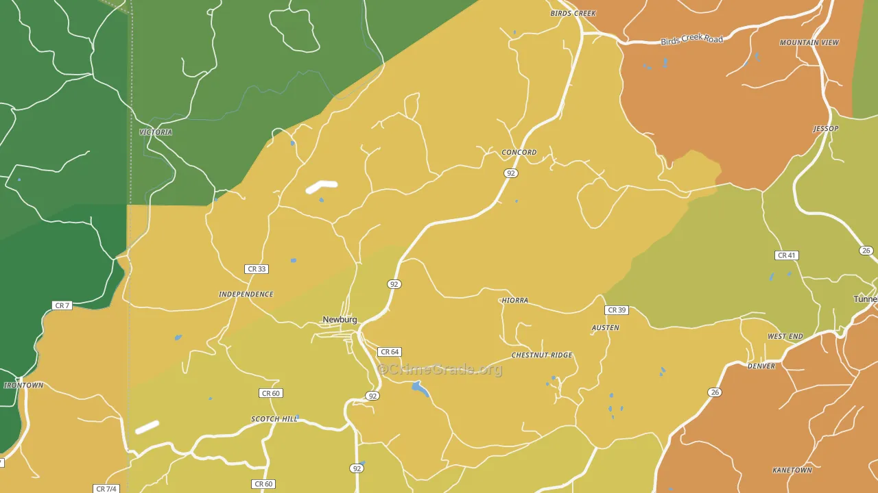 Newburg, WV Map of Burglary Rates