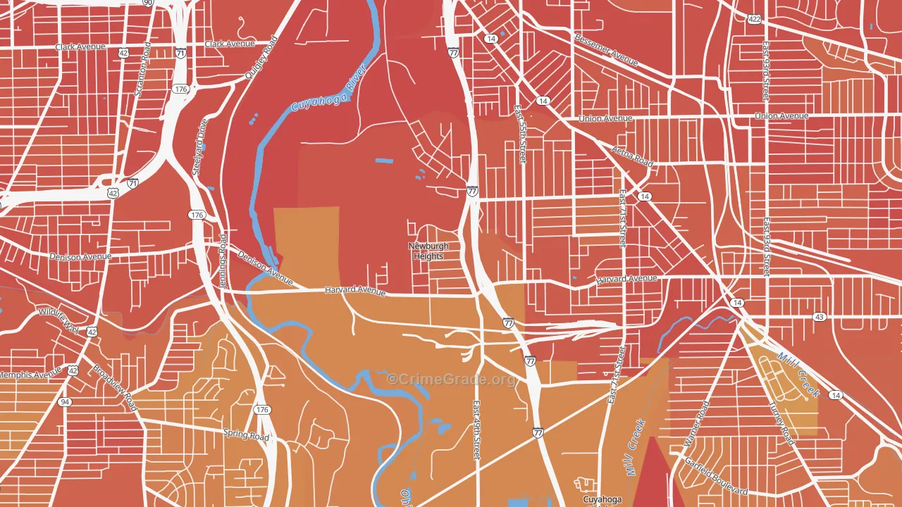 Newburgh Heights, OH Map of Burglary Rates