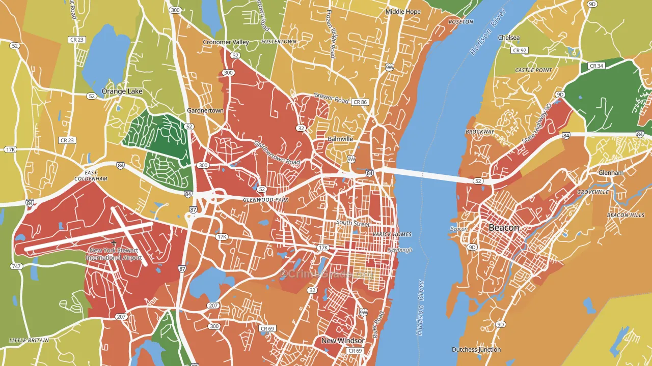 Newburgh, NY Map of Burglary Rates